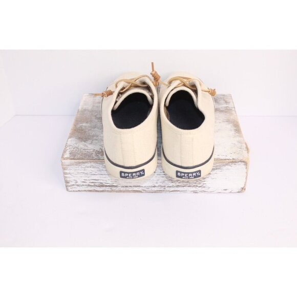 Sperry Woven Canvas Cushioned Slip On Boat Shoes Women's 10 M Cream Blue Lace UP - Picture 4 of 9
